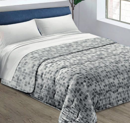 Piumone Invernale Made in Italy - Trapunta Invernale Fantasia Pois Grigio
