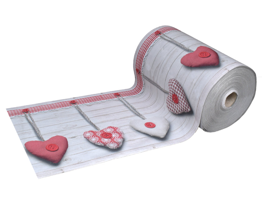 Tappeti Cucina Moderni e Antiscivolo | Passatoie PVC Cuori Appesi Rosso 52X500