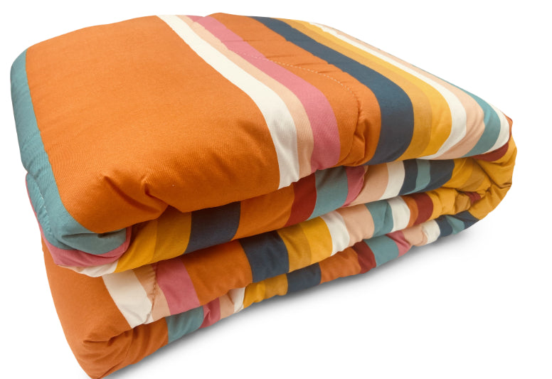 Piumone Invernale Made in Italy - Trapunta Invernale Fantasia Righe Multicolor Matrimoniale (260X260)