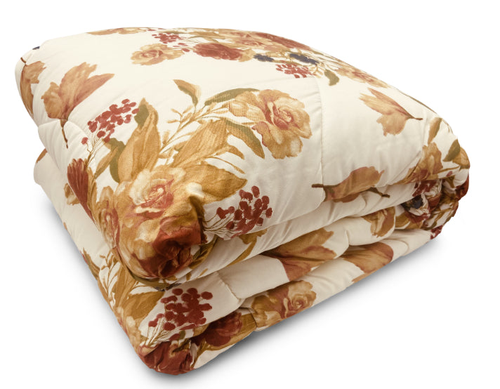 Piumone Invernale Made in Italy - Trapunta Invernale Fantasia Fiori Rossi Matrimoniale (260X260)
