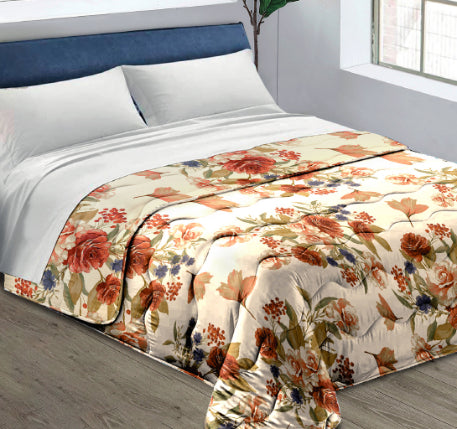 Piumone Invernale Made in Italy - Trapunta Invernale Fantasia Fiori Rossi