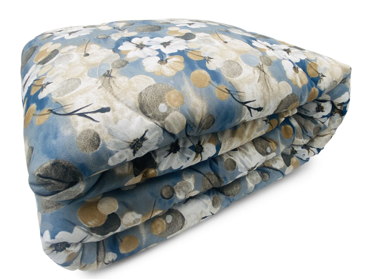 Piumone Invernale Made in Italy - Trapunta Invernale Fantasia Fiori Bianchi Matrimoniale (260X260)