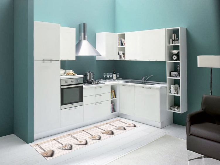Tappeti Cucina Moderni e Antiscivolo | Passatoie PVC Cuori Appesi Beige