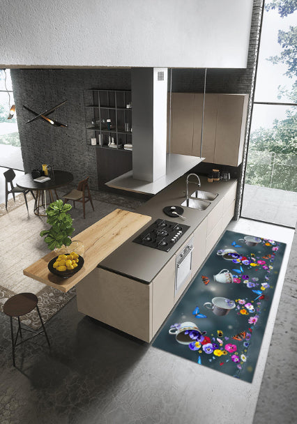 Tappeti Cucina Moderni e Antiscivolo | Passatoie PVC #439.FIORITAZZE