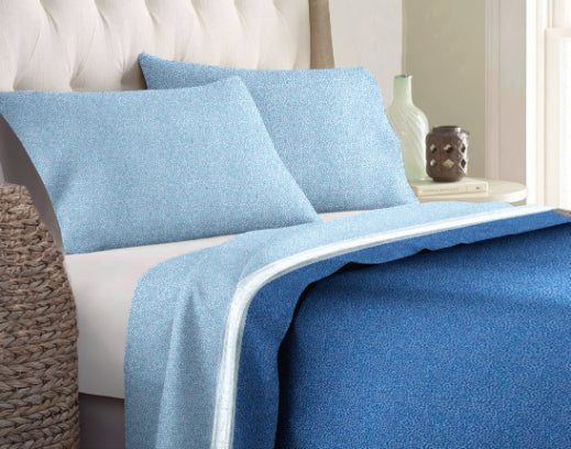 Set lenzuola in Flanella con Trattamento Antipilling - Micromaculato Blu Matrimoniale