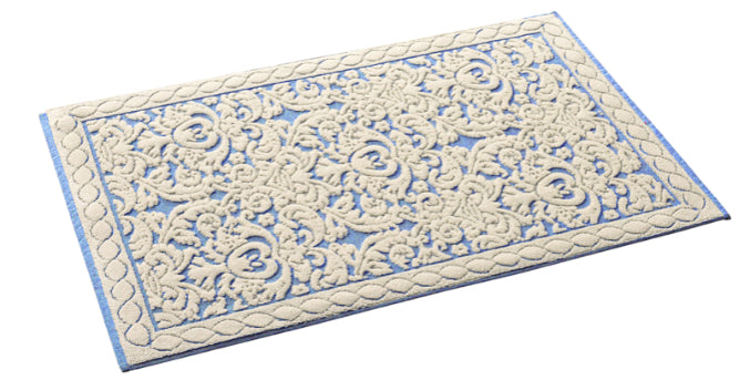Tappeto Passatoia Antiscivolo per Cucina / Bagno | Fantasia Foliage Blu