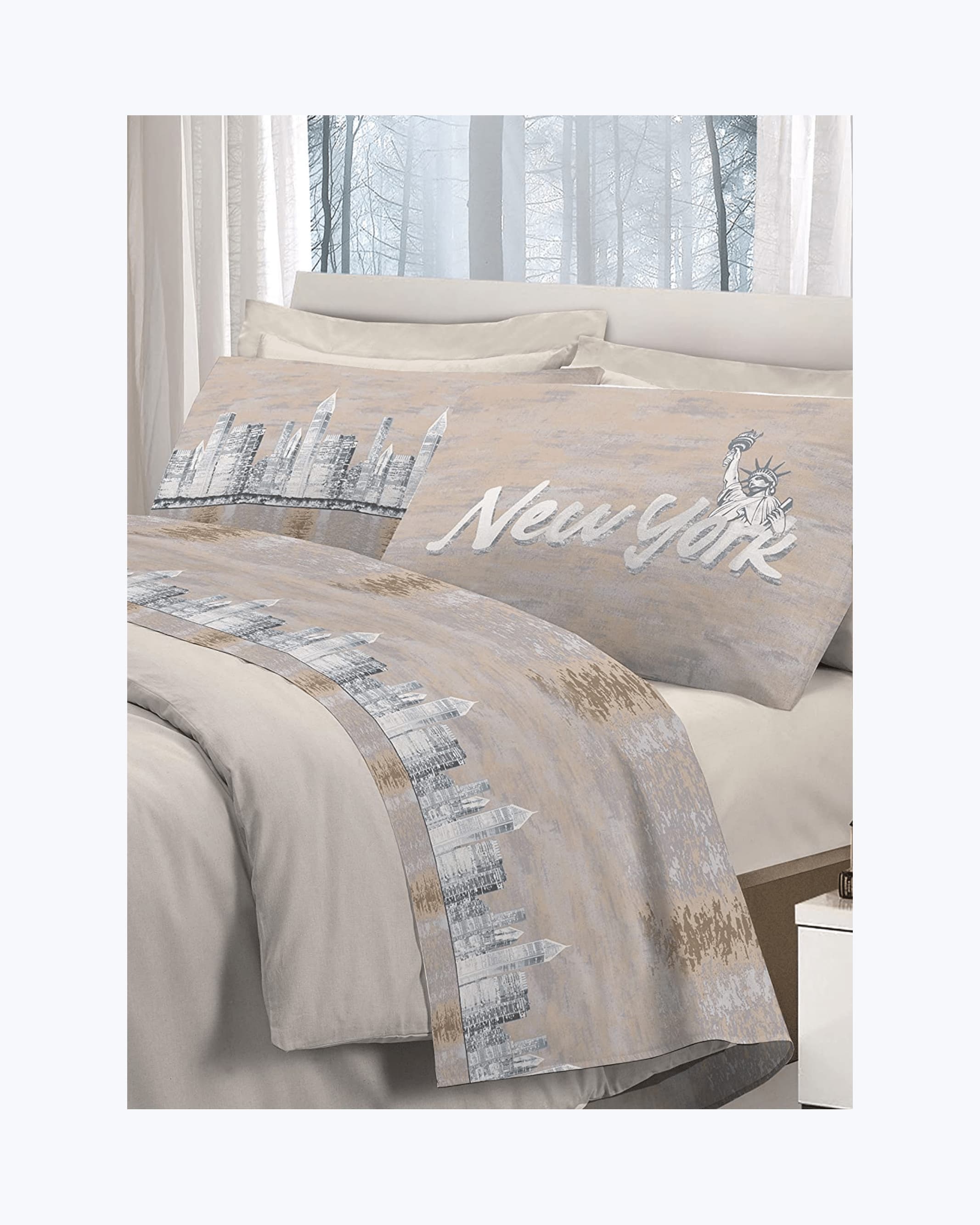 Set Lenzuola Letto in Cotone Made in Italy - Completo Letto Stampa New York