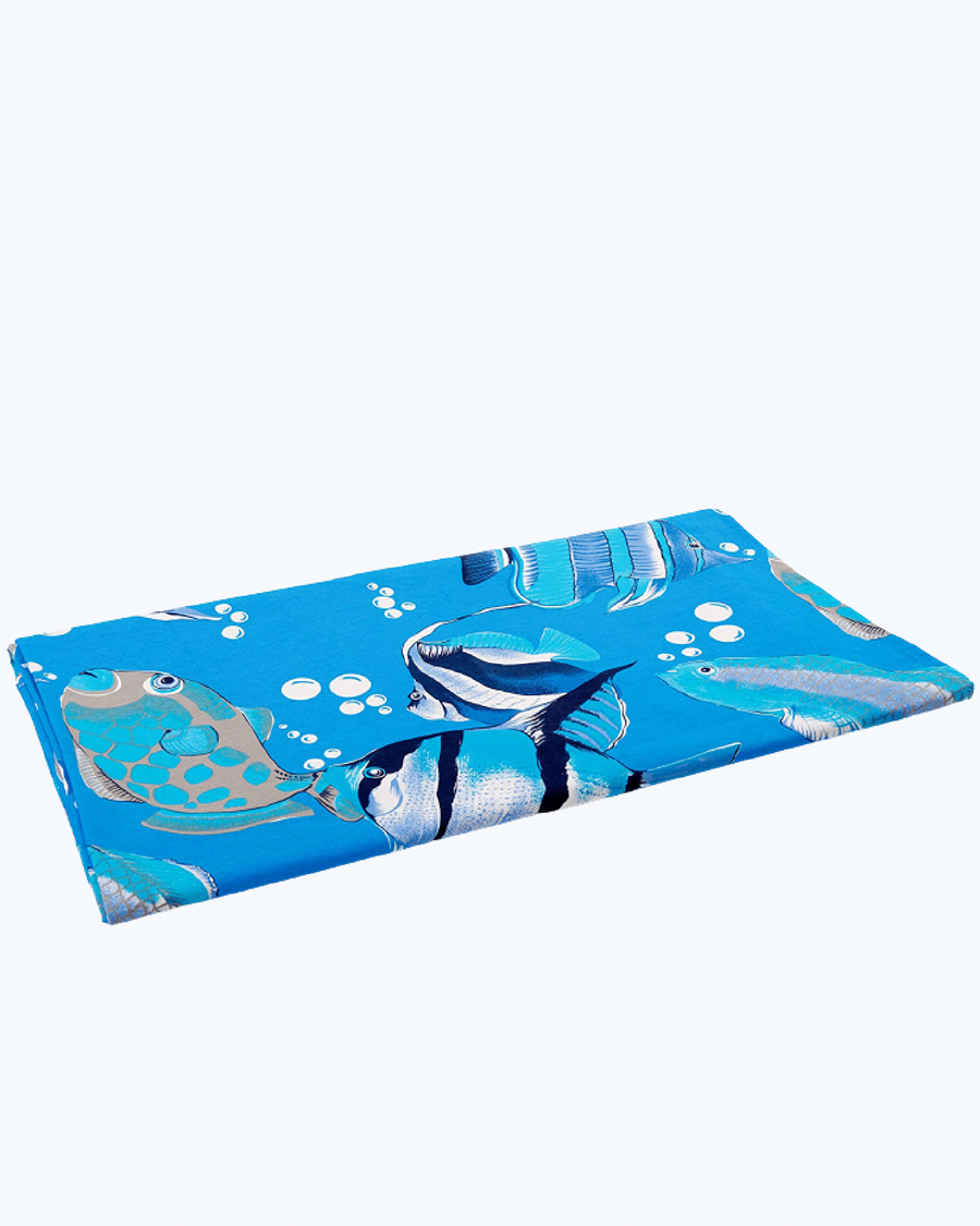 Copriletto Singolo Primaverile Estivo in Cotone - Coperta Letto Singola Cotone con Stampa Pesci Colorati Blu
