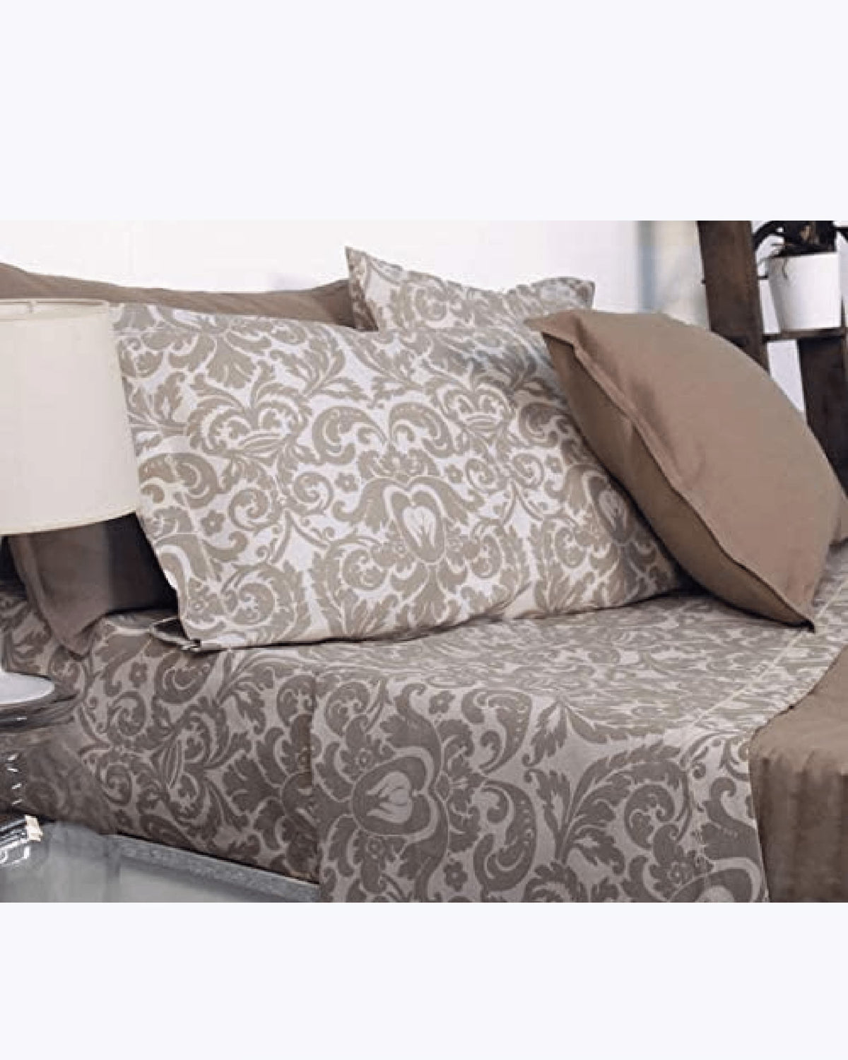 Set Lenzuola in Cotone - Completo Letto Fantasia Floreale Barocca 2 Piazze - [2Piazze]