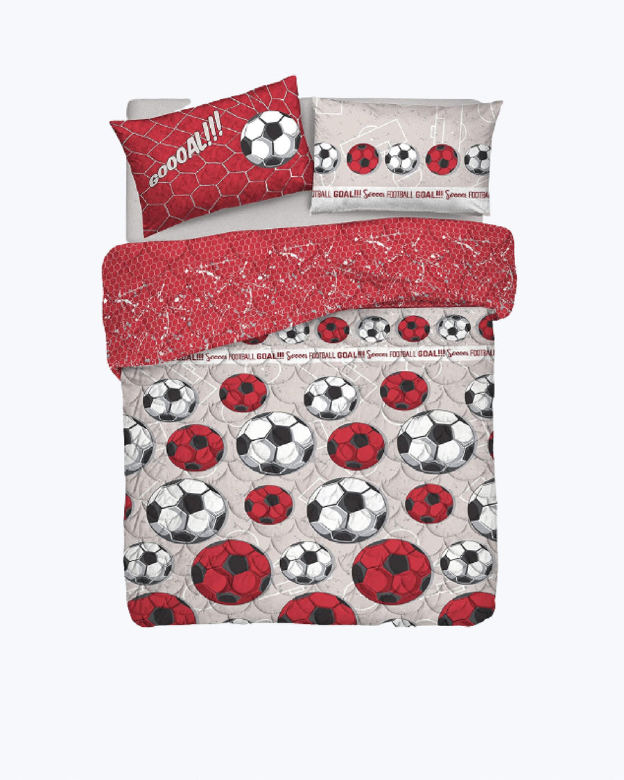Trapunta Singola Invernale - Piumone Letto 300gr/mq Autunno/Inverno in Cotone - Caldo Piumone Anallergico - Piumino Fantasia Calcio