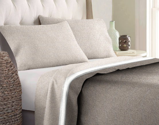 Set lenzuola in Flanella con Trattamento Antipilling - Micromaculato Grigio Matrimoniale