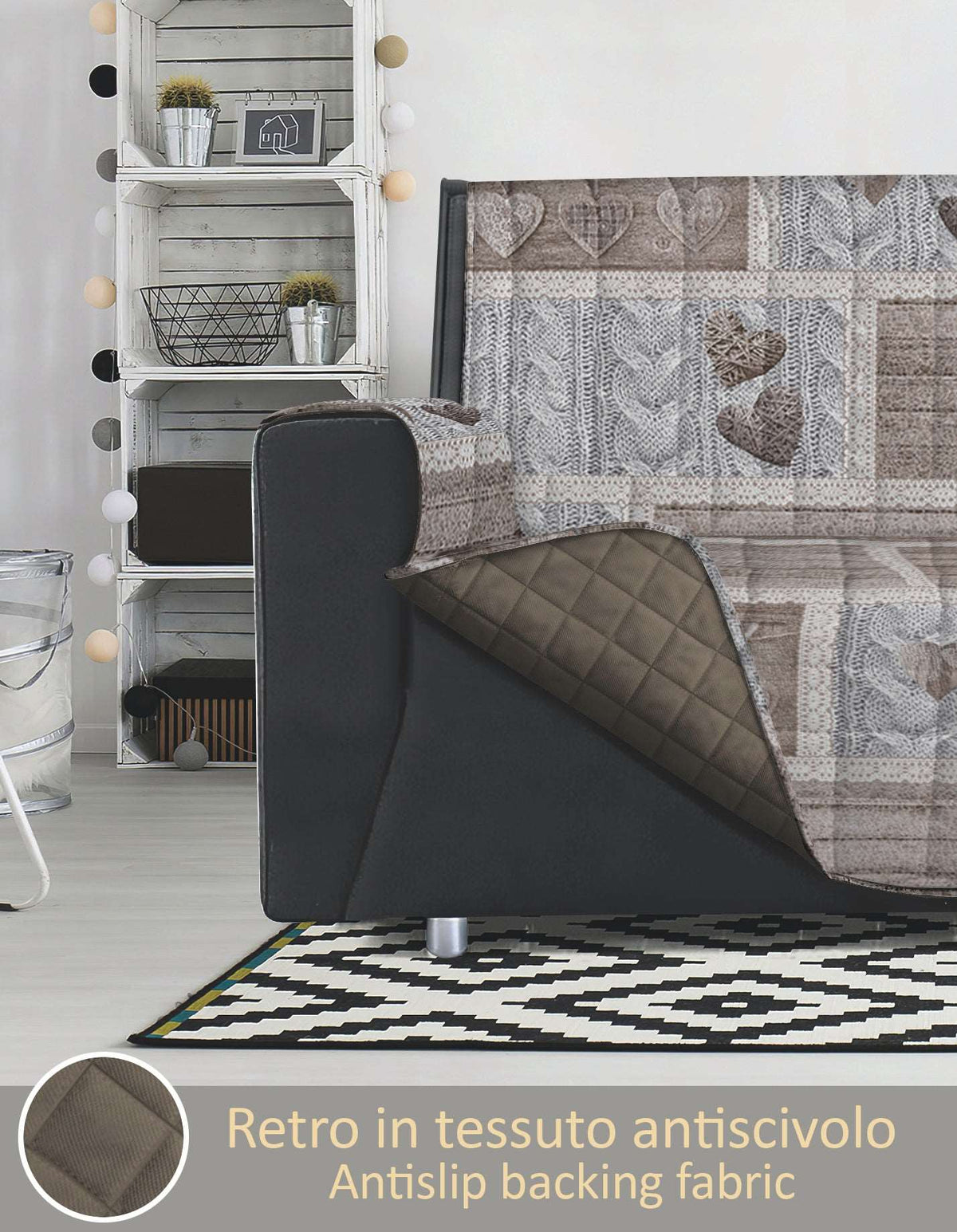 Copridivano / Copripoltrona Trapuntato in Cotone con Fantasia Shabby Chic