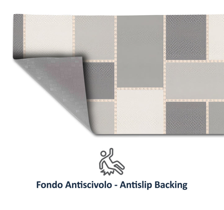 Tappeti Cucina Moderni e Antiscivolo | Passatoie PVC #61.MOSAICOGRIGIO