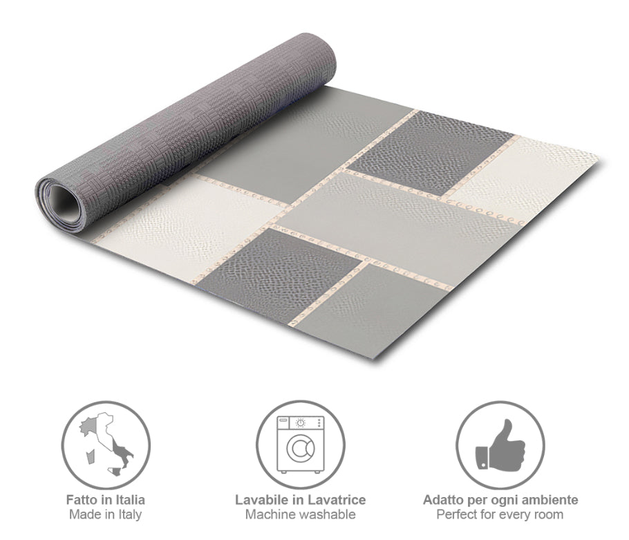 Tappeti Cucina Moderni e Antiscivolo | Passatoie PVC #61.MOSAICOGRIGIO
