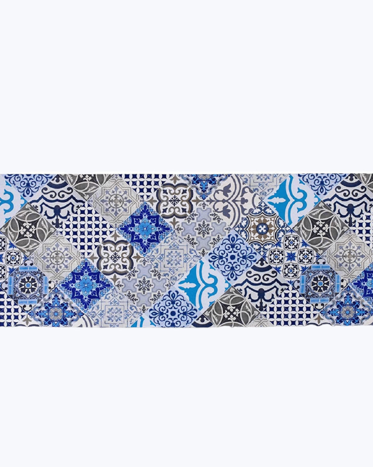 Tappeto Passatoia Antiscivolo e Antimacchia in PVC Stampa Maiolica Blu