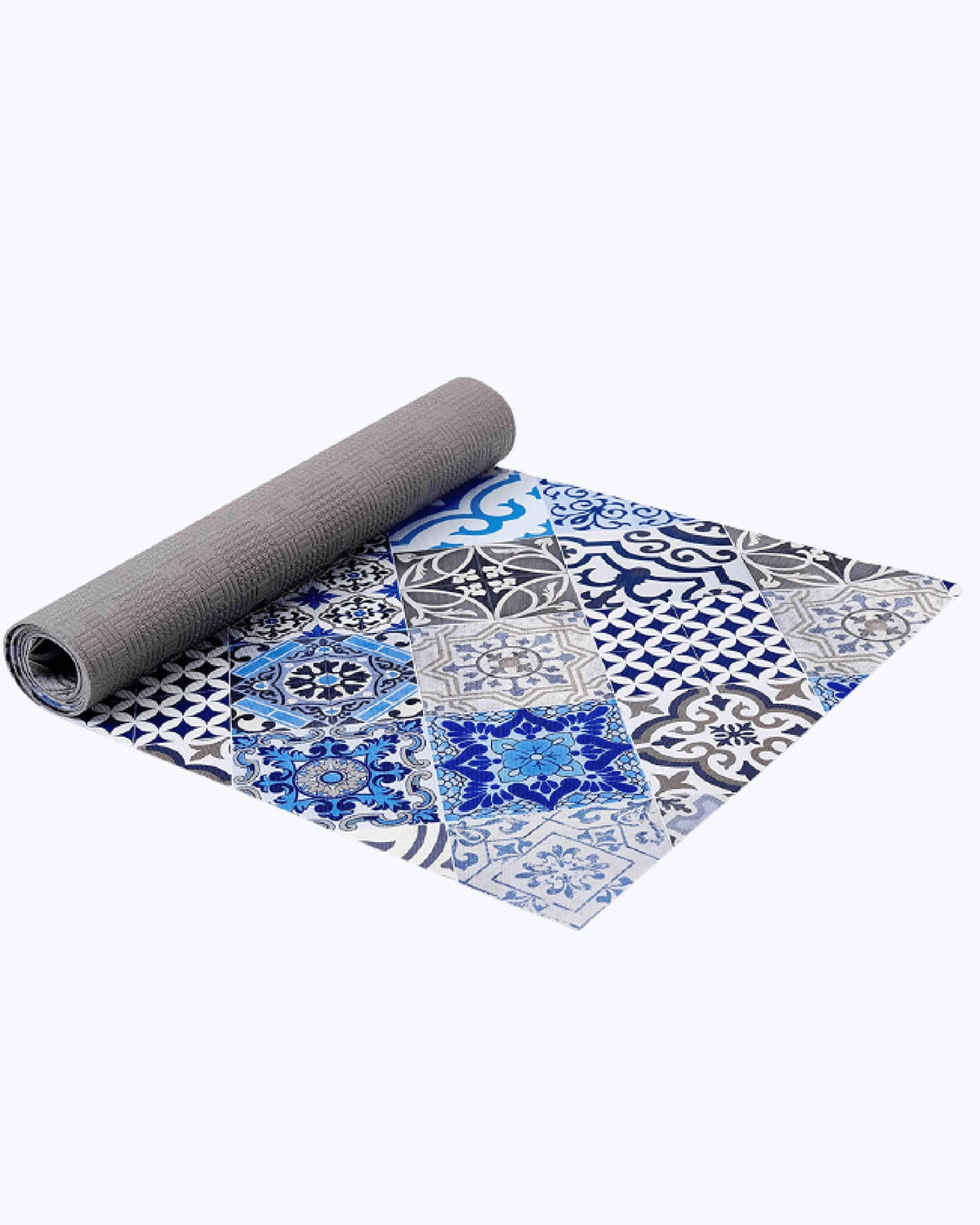 Tappeto Passatoia Antiscivolo e Antimacchia in PVC Stampa Maiolica Blu