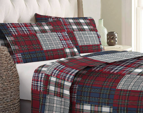 Set lenzuola in Flanella con Trattamento Antipilling - Patchwork Matrimoniale