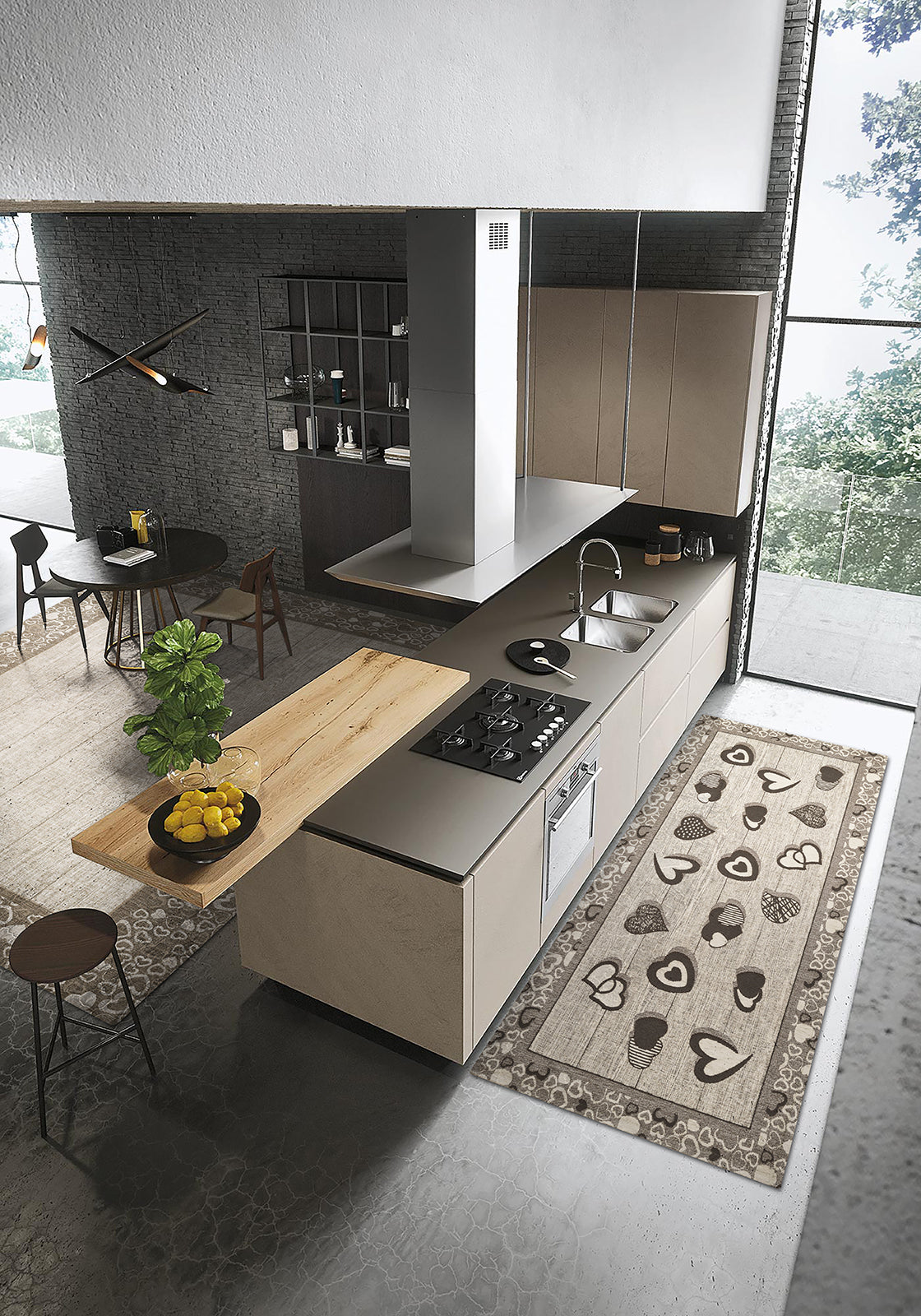 Tappeto Cucina Antimacchia e Antiscivolo | Cuori