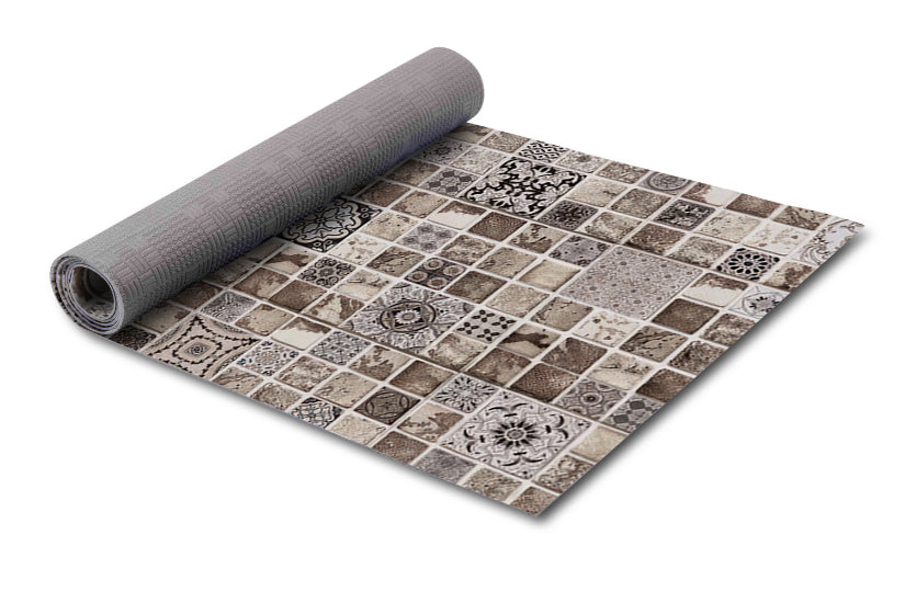 Tappeti Cucina Moderni e Antiscivolo | Passatoie PVC #163.PIASTRELMARRON