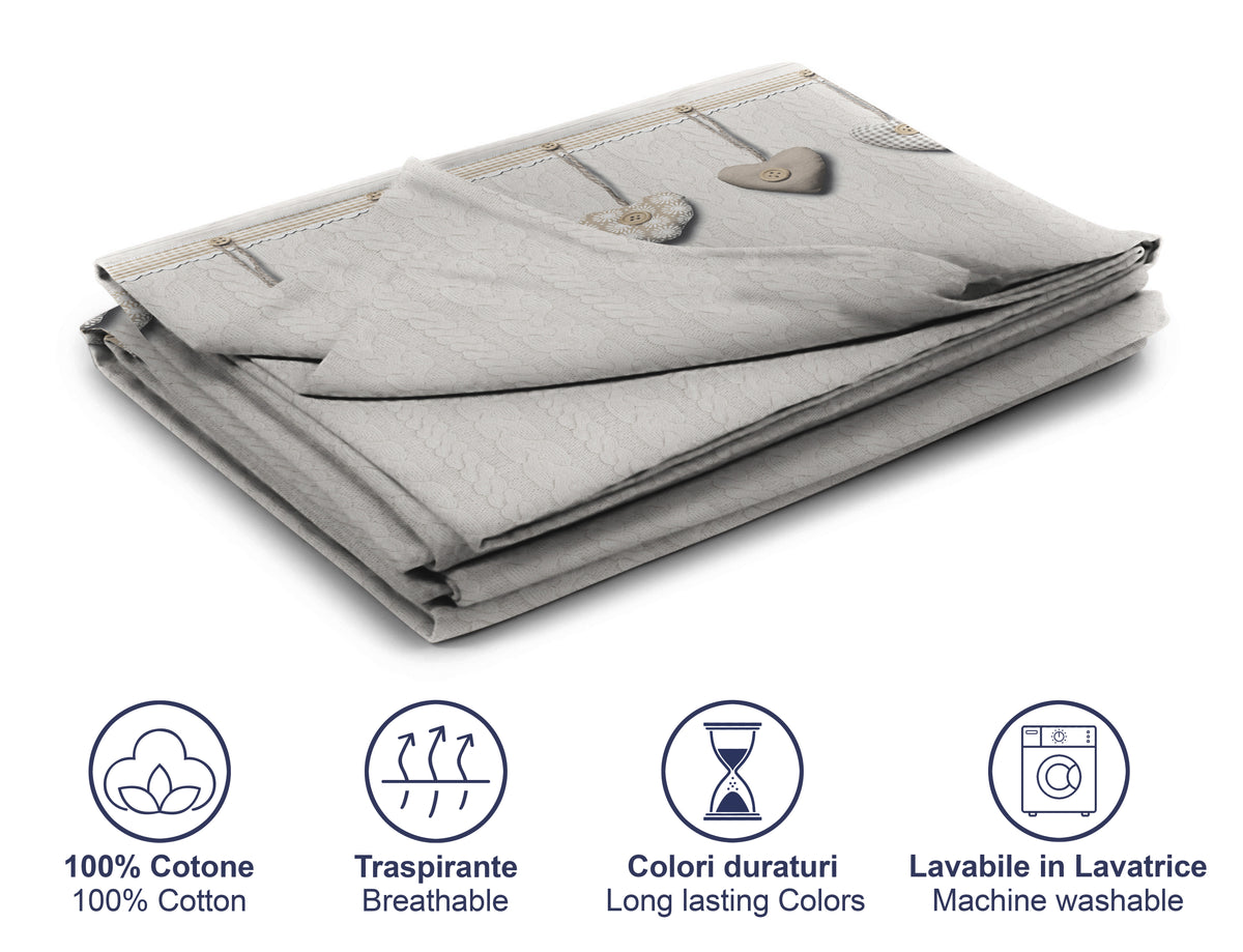 Lenzuolo Copriletto Estivo Cotone Piquet - Cuori Appesi