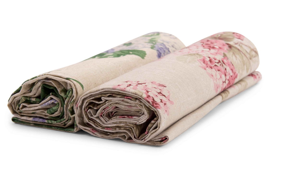 Telo Arredo Copritutto in Cotone con Ortensie - il Perfetto Copriletto o Copridivano