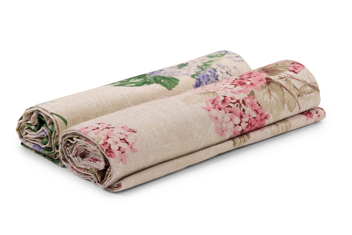 Telo Arredo Copritutto in Cotone con Ortensie - il Perfetto Copriletto o Copridivano