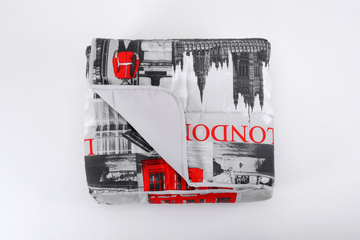 Piumone Letto Trapuntato Autunno/Inverno Fantasia Londra