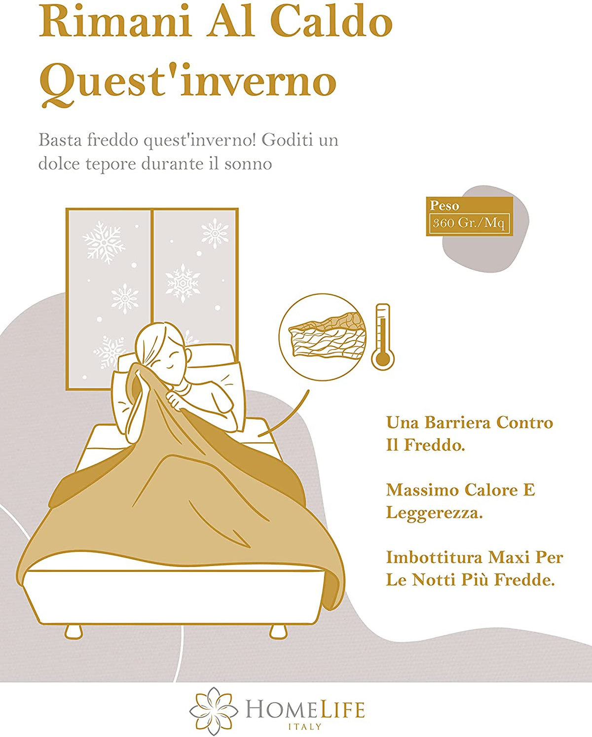 Piumone Invernale 360 gr/mq Made in Italy - Calda Trapunta Invernale Reversibile