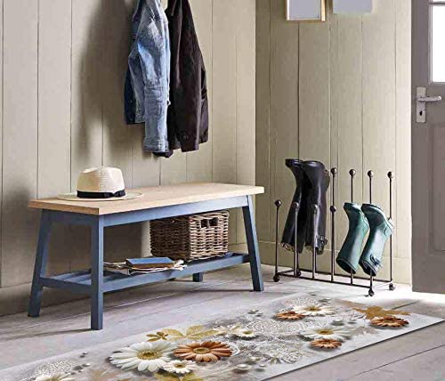 Tappeto Passatoia Antiscivolo e Antimacchia in PVC con Stampa Margherite