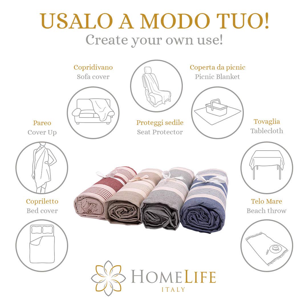 Telo Arredo Copritutto in Cotone con Righe - Il Perfetto Copriletto o Copridivano
