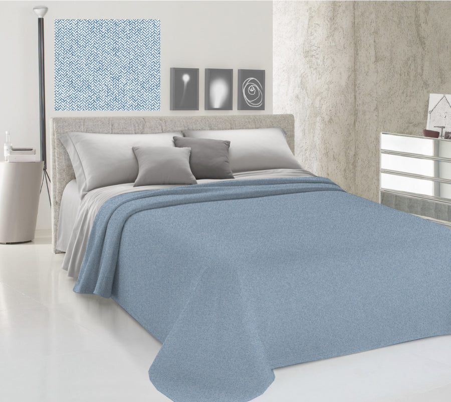 Lenzuolo Copriletto Estivo in Cotone Piquet - Fantasia Colorata Blu