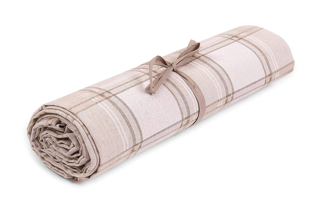 Telo Arredo Copritutto in Cotone Fantasia Scozzese - Perfetto come Copriletto o Copridivano Beige