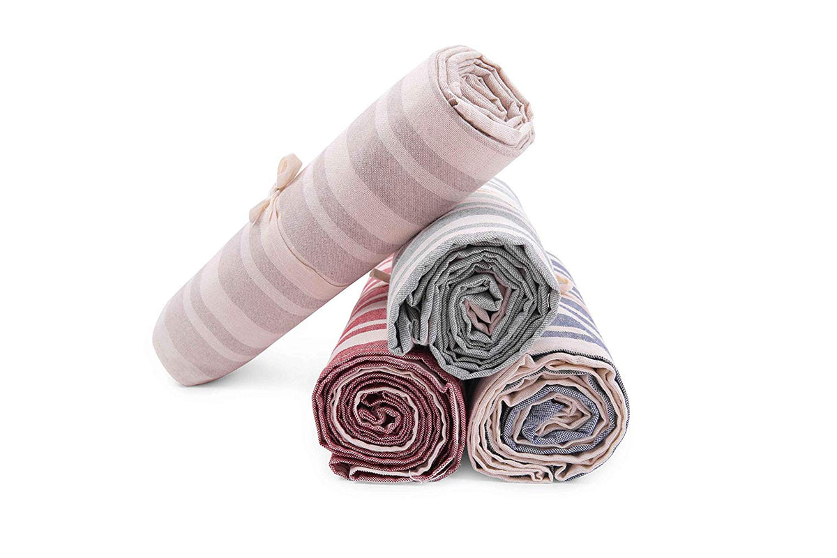 Telo granfoulard rigato in misto cotone jacquard