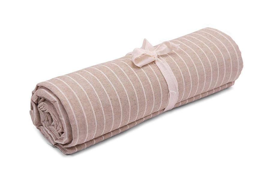 Telo Arredo Copritutto in Cotone a Righine - Perfetto come Copriletto o Copridivano Beige