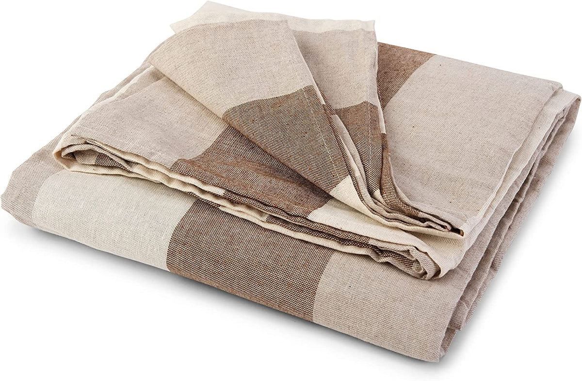 Telo Arredo Copritutto in Cotone Righe Larghe - il Copriletto o Copridivano perfetto Marrone Beige