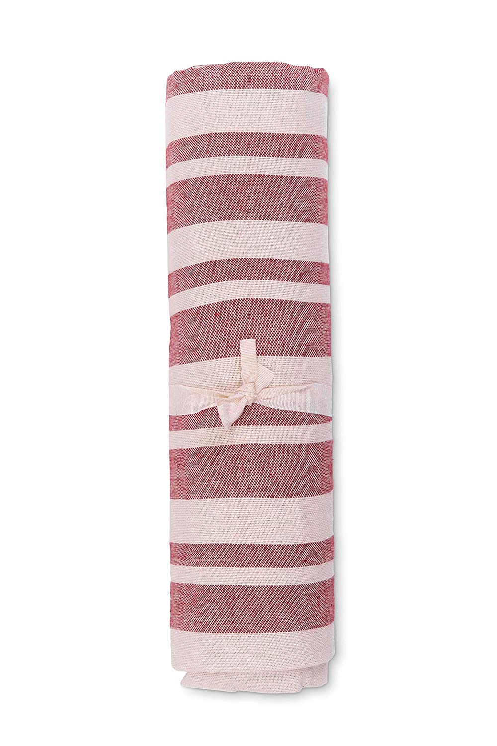 Telo granfoulard rigato in misto cotone jacquard Rosso