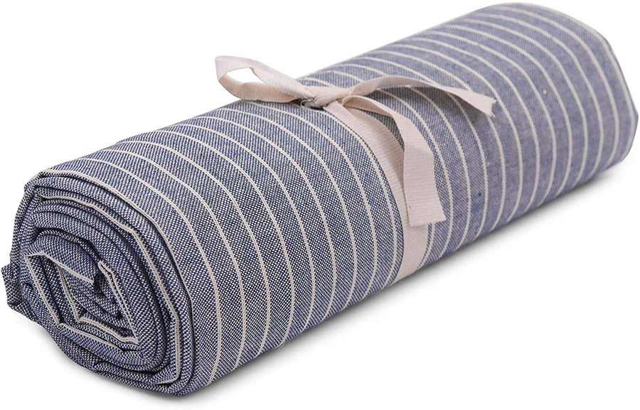 Telo Arredo Copritutto in Cotone a Righine - Perfetto come Copriletto o Copridivano Blu