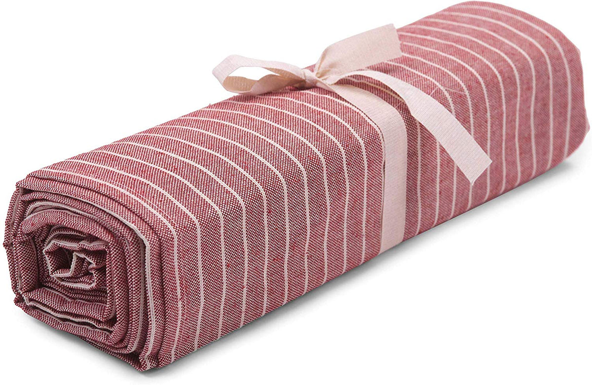 Telo Arredo Copritutto in Cotone a Righine - Perfetto come Copriletto o Copridivano Rosso