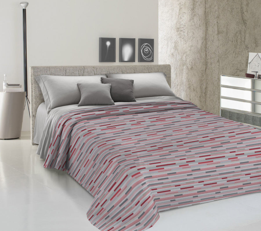 Lenzuolo Copriletto Estivo in Cotone Piquet - Fantasia Geometrica Rosso