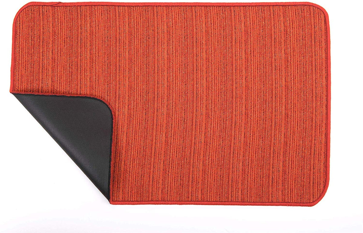 Tappeto Cucina Antiscivolo in Cotone con Colorazione Melange Ruggine