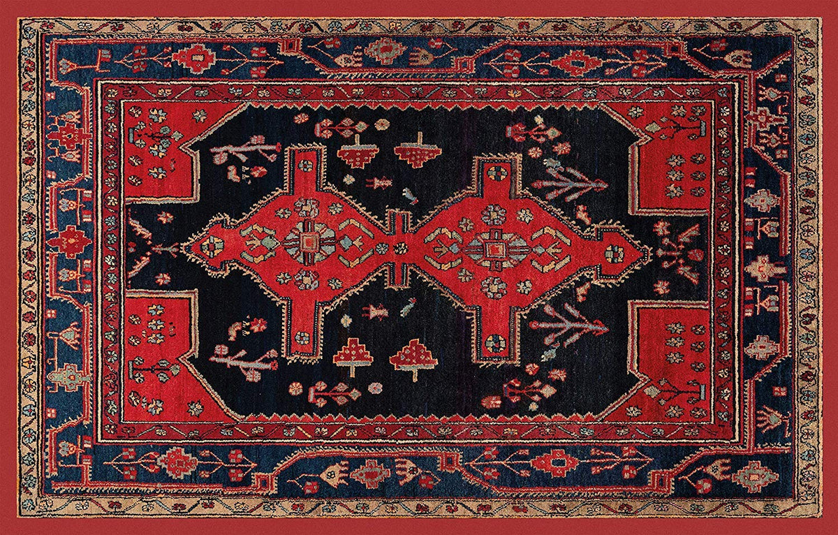 Tappeto Stile Persiano/Orientale | Tappetino Lavabile per Salotto/Camera da Letto/Soggiorno con Fondo Antiscivolo | Scendiletto Stampa Digitale in Stile Orientale Rosso