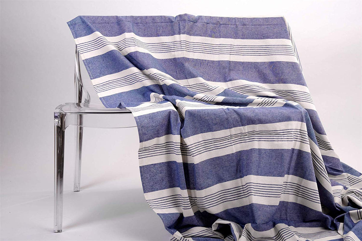 Telo arredo copritutto a righe in misto cotone