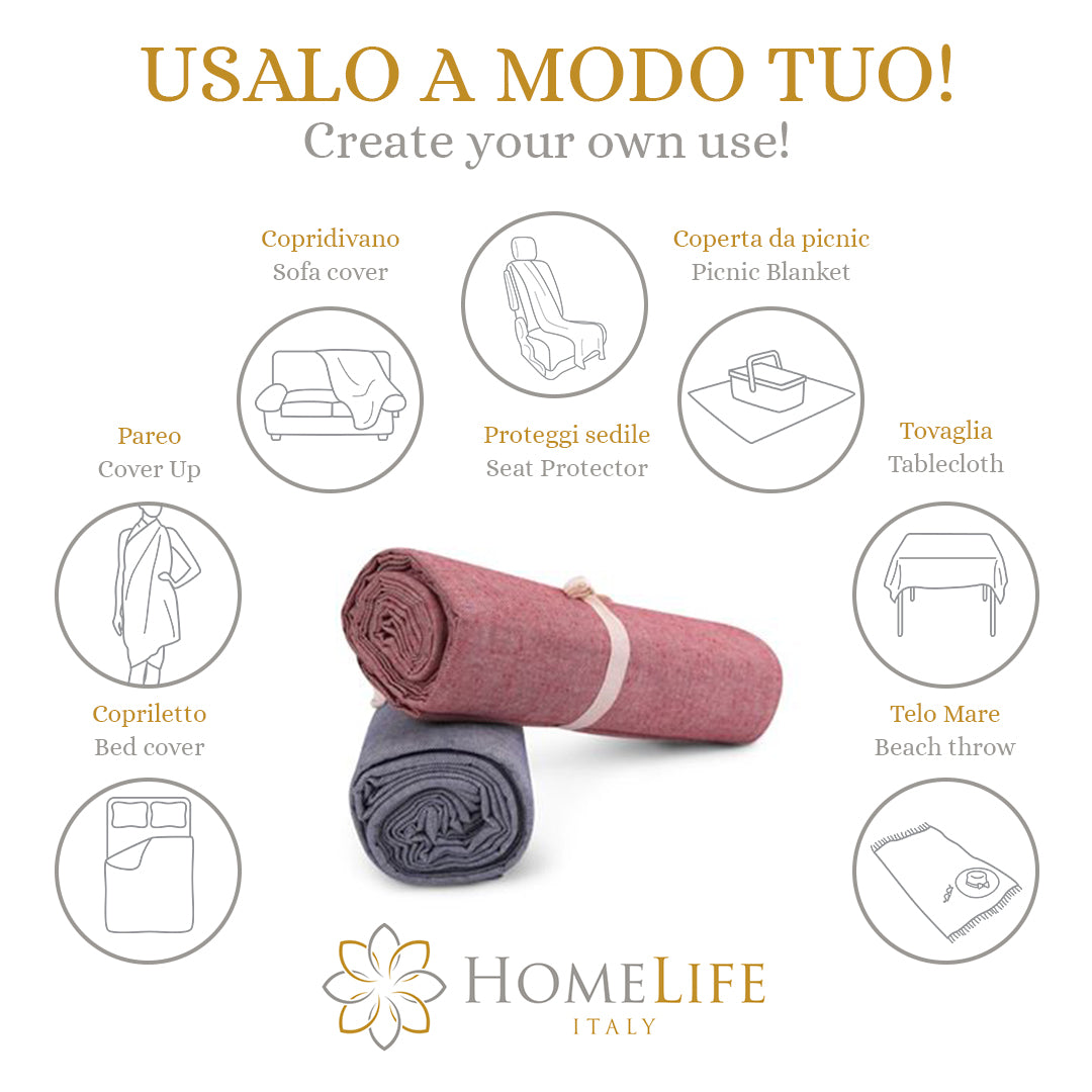 Telo Arredo Copritutto in Cotone Fantasia Roselline - Perfetto come Copriletto o Copridivano