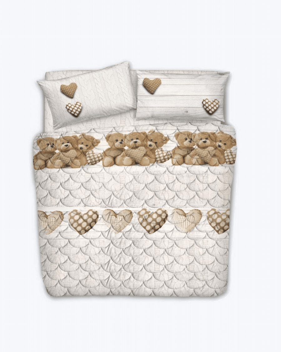 Piumone Invernale 300 gr/mq Made in Italy - Trapunta Invernale Orsetti Beige
