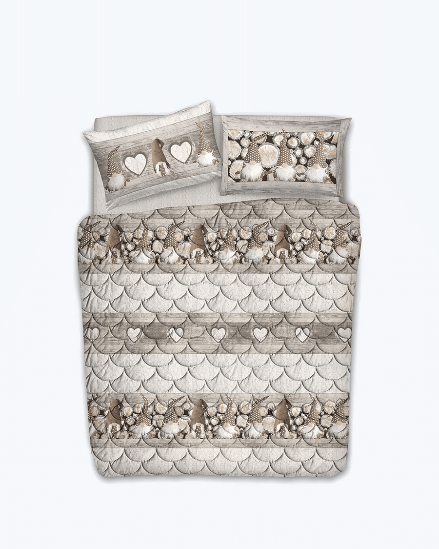 Piumone Invernale 300 gr/mq Made in Italy - Trapunta Invernale Gnomi Beige