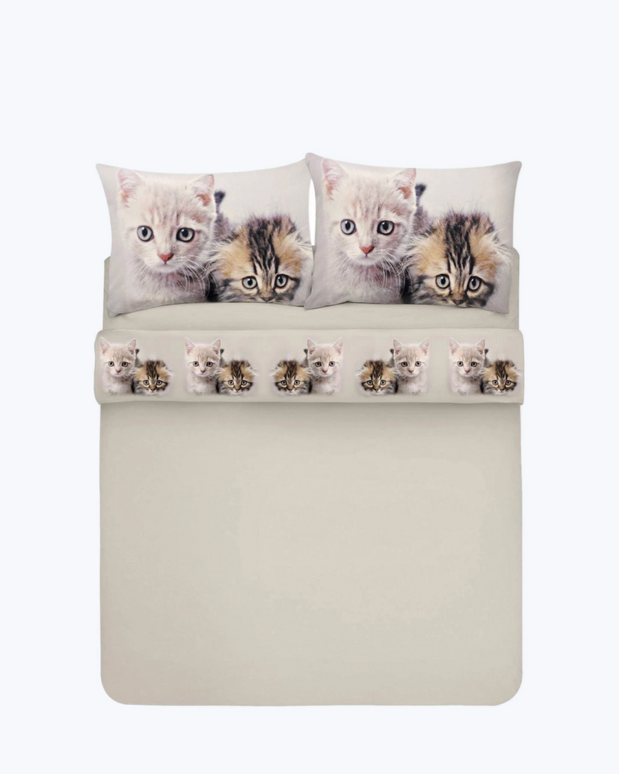 Set Lenzuola in Cotone con Gattini - Completo Letto Made in Italy 2 Piazze - [2Piazze]