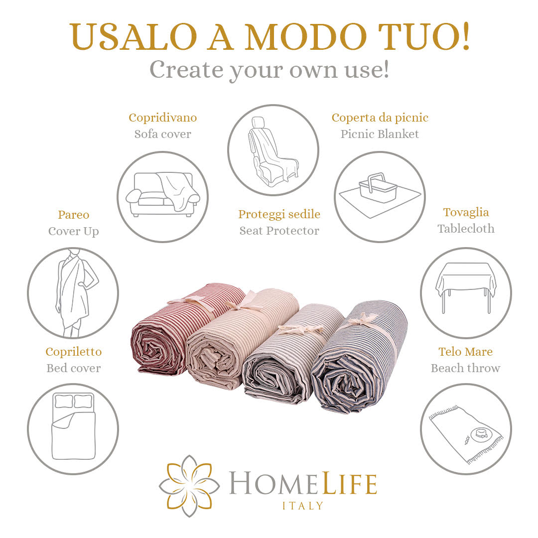 Telo Arredo Copritutto in Cotone Fantasia di Rose - Perfetto come Copriletto o Copridivano