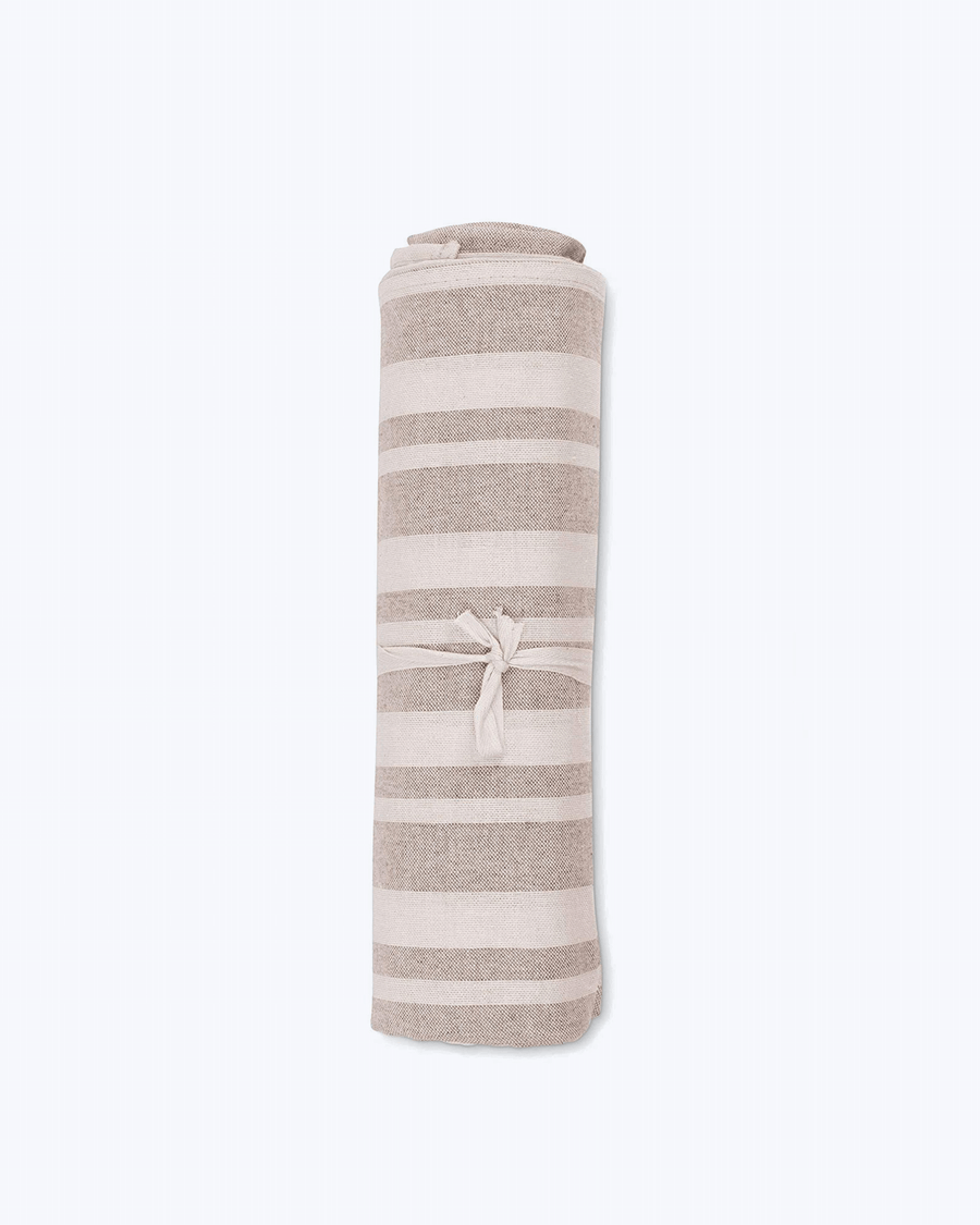 Telo granfoulard rigato in misto cotone jacquard Beige