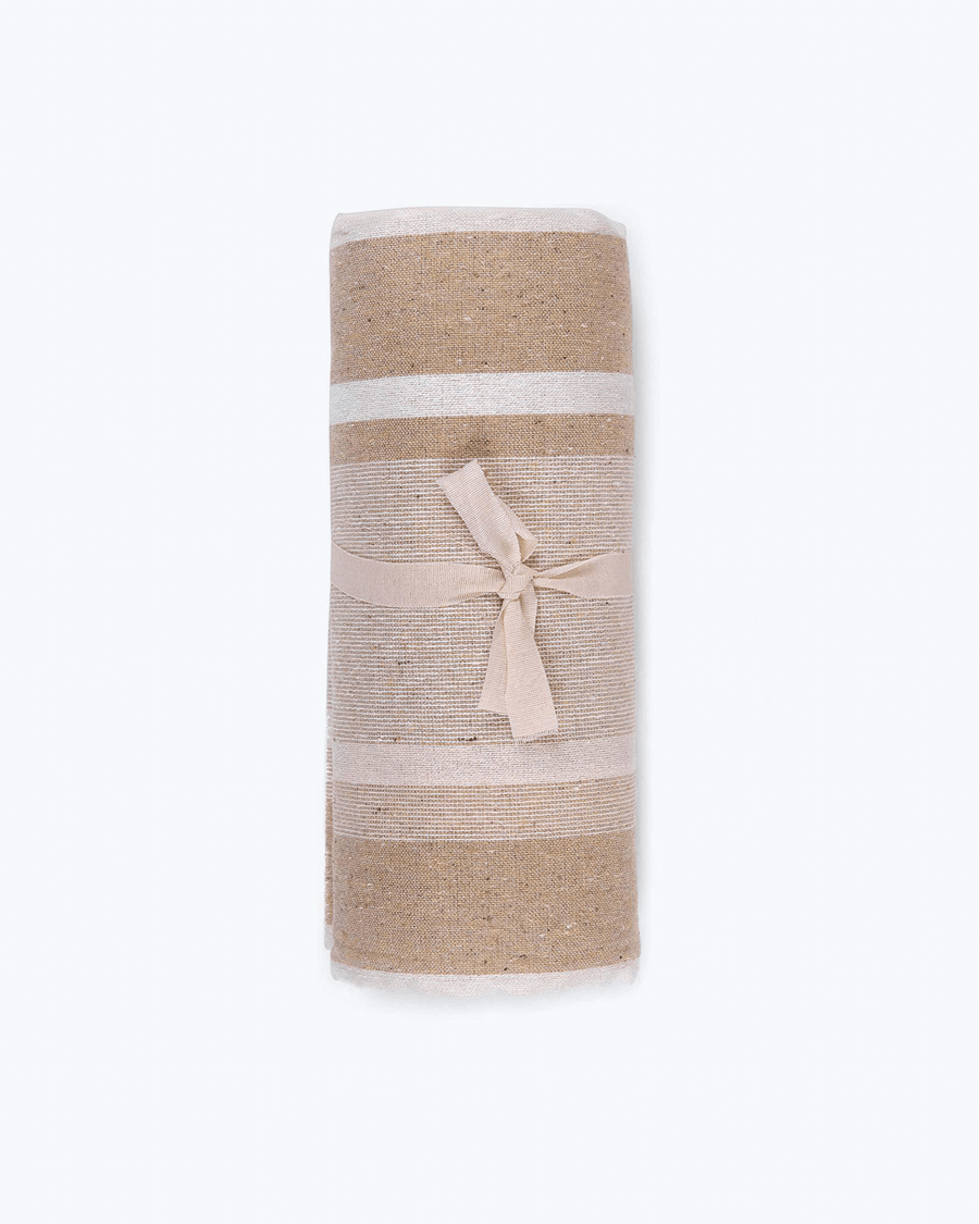 Telo Arredo Copritutto in Cotone Rigato - Perfetto come Copriletto o Copridivano Beige