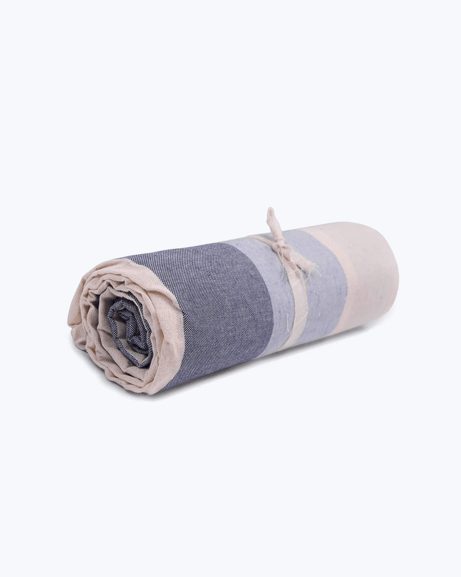 Telo Arredo Copritutto in Cotone Righe Larghe - il Copriletto o Copridivano perfetto Blue Beige